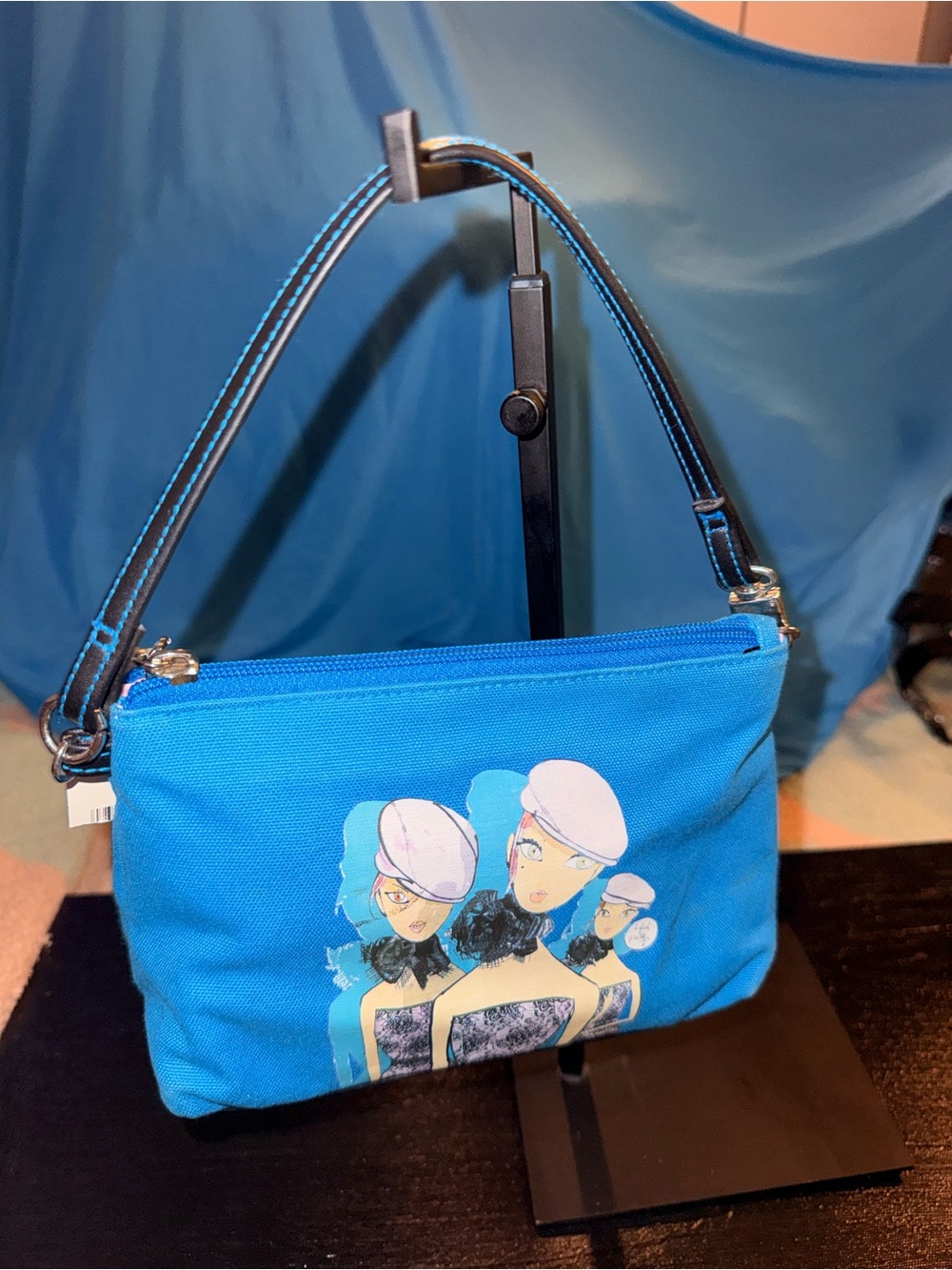 Bobbypin Blue Graphic Canvas miniature Bag